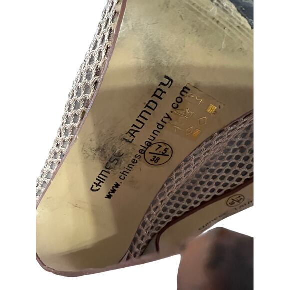 Chinese laundry Jeopardy Nude Mesh & Lace high heels shoes open toe sz 7.5 - Picture 7 of 11